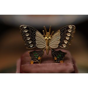 Vintage 1960s Damascene Butterly Brooch Made in Spain